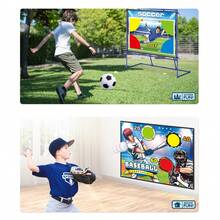三合一棒球、橄榄球、足球投掷目标训练玩具，儿童户外运动玩具套装，夏季 - 彩色 - 查看 3