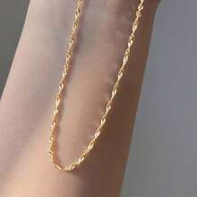 优雅波浪形链条设计 18K 镀金铜合金项链，女士款 - 項鍊 - 查看 3