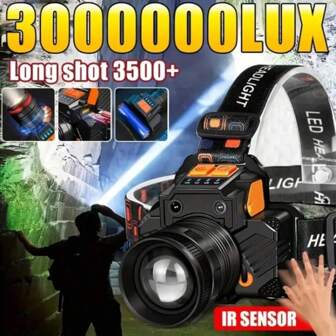 1pc Rechargeable High Brightness LED Headlamp, 3 Modes Headlight Flashlight For Outdoor Fishing, Camping, Running, Hunting, Hiking, Adjustable