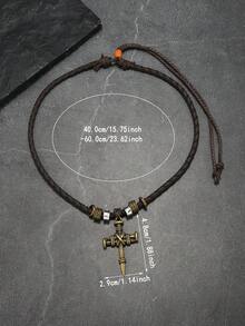 1pc Minimalist Alloy Nail Cross Pendant Adjustable Necklace, Unisex Retro Style Jewelry