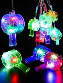 6pcs-LED Light Up Whistle, Glow Whistles With Lanyard Necklace, Glowing In The Dark Flashing Atmosphere Whistle For Adults Birthday Party Favors, Goody Bag Fillers, Thanksgiving Day Festival Party Gifts,Surprise Gifts, Autumn Decorations, Game Props, Indoor And Outdoor, Colorful Whistles, For Glow Party Supplies Return Gifts (Random Color) - Multicolor - View 2