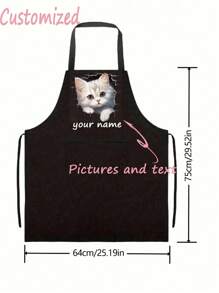1pc Custom Apron Text And Personalized Photo, Waterproof Apron, Customized Funny Cooking Kitchen Apron, Customize Logo, Text, Chef Cook Apron, Ideal Gift For Valentine's Day, Father's Day, Mother's Day Birthdays, Anniversaries