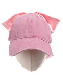 2 件女士时尚粉色可拆卸蝴蝶结装饰 + 棒球帽，甜美风格适合户外、购物、派对装