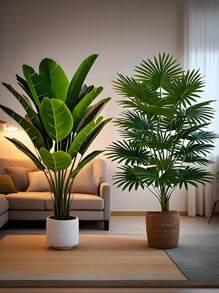2pcs Large Artificial Palm Plants, Big Faux Banana Tree & Fan Leaf Tropical Plant Decor With 24 Leaves, Simulated Plant Arrangement, Lifelike Plastic Broad Leaf Plant Decoration, Evergreen & Realistic Tall Tropical Plants, Wide Leaf Tropical Rainforest Decorative Trees, Suitable For All Seasons Artificial Tree Potted Plants, Decoration For Home, Party, Office, Garden, Hotel, Indoor, Outdoor Decor, Home Decor