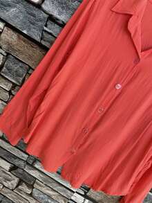 Women's Shirt Made Of Beautiful Viscose Fabric - 珊瑚橙 - 查看 3