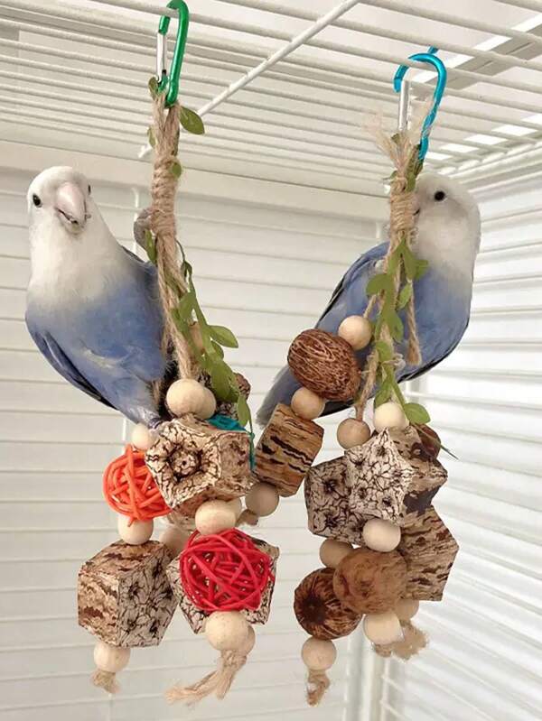 1pc Phoenix Parrot Supplies Peony Tiger Print Chew Toy, Colorful Cage Decor For Birds, Biting String Puzzle & Enrichment Toy