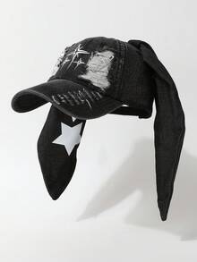 1 gorra de béisbol, gorra de béisbol azul con orejeras largas de felpa, linda gorra lavada, gorra de béisbol desgastada lavada negra con orejeras largas de felpa, adecuada para presentaciones en el escenario y vacaciones de invierno y otoño - Multicolor - Ver 11
