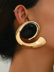 1 Pair/2 Pcs Exaggerated Geometric Waterdrop Shaped Stud Earrings, Suitable For Women's Daily Wear