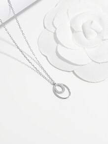 1 pieza Collar de diseño de circonita cúbica ovalada de plata de ley 925 de estilo minimalista y elegante, para uso diario y de fiesta para realzar el estilo personal, regalo para mujeres