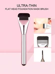 1支全新超薄刀片形平头粉底刷，化妆师专用工具，不沾粉，可作粉底刷、遮瑕刷、腮红刷、修容刷、古铜粉刷、散粉刷等。 - 銀色 - 查看 12