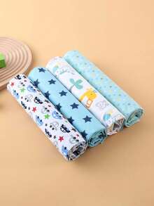 4 件婴儿法兰绒襁褓、新生儿毯子包裹、婴儿接收毯、婴儿印花襁褓毯包裹