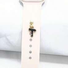 1pc Diamond Encrusted 26 English Letter Charm, Suitable For Silicone Watch Band Decoration