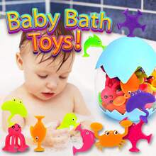 Children's Bath Toys With Suction Cups - 16pcs Silicone Ocean Animal Toys With No Holes, No Molds, And Sensory Window Building Toys For Toddlers, Suitable For Boys And Girls Aged 3-6 Years (Color And Style Random),Bath Toys No Hole,Toys For Girls,Pool Toys For Kids,Bath Toys>Water Toys,Bath Time,Window Toys