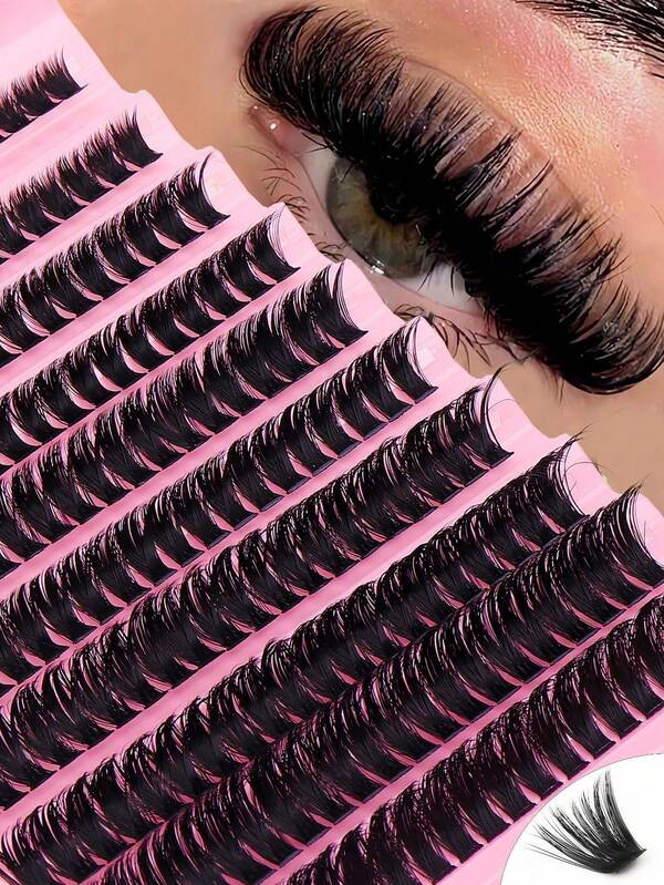 200 Clusters Mixed Cluster Lashes, 0.05mm Thickness, D Curl, 8-16mm Length, Voluminous & Natural To Dramatic Look, Reusable, Suitable For Beginners