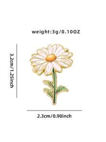 艺术雏菊珐琅别针时尚花朵装饰胸针饰品翻领包徽章珠宝礼品2025新款背包适用于学校办公室配饰衬衫夹克圣诞节万圣节衣服别针有趣可爱教师礼物 - 白色 - 查看 6