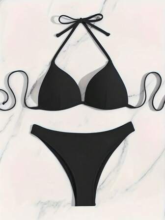 New Arrival Solid Color Fashionable & Sexy Women's Bikini Swimsuit Set