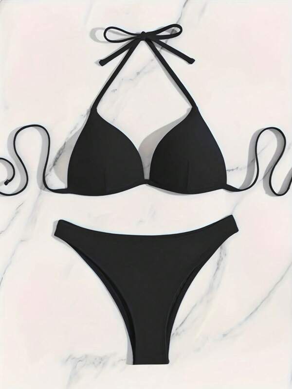 Nuovo arrivo Set bikini donna in colore solido, alla moda e sexy