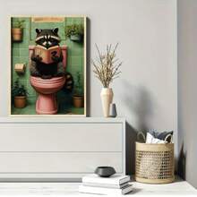 20-20pcs Frameless Diamond Painting 5D DIY Kit, Whimsical Teddy Bear Reading Newspaper On Toilet - Vibrant Tropical Bathroom Decor, Ideal For Living Room, Office Or Corridor