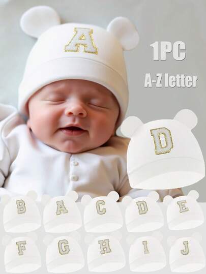 1 PC 26 Letter Baby Hat, Soft And Warm For Newborns, Suitable As A Gift For Mothers To Their Babies.