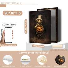 1pc Scarecrow With Pumpkin Wall Art Print Vintage Halloween Painting Spooky Decor Rustic Decor Dark Rustic Gothic Print Dark Victorian College Art For Home, Bedroom, Kitchen, Living Room, Bathroom, Hotel, Coffee Shop, Office Decoration, Halloween Wall Art, Modern, Vintage Home Decor Halloween Decor Fall Decor Room Decor