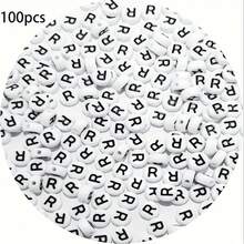 100/200/300/500/1000pcs Acrylic Letter Beads Jewelry Making Kits, Bohemian Style Beads For DIY Bracelets, Necklaces, Keychains - Hollow Letter Beads Mixed With Game & Friendship Themed Beads - Black and White - View 19