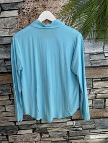 Women's Shirt Made Of Beautiful Viscose Fabric - 藍色 - 查看 2
