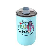 教师节葡萄酒杯 - 1个12盎司不锈钢椭圆形保温杯，带保温盖，便携旅行杯，四季皆宜，完美的教师礼物 - 白色 - 查看 14