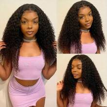 PAZAT 200% Density 4x4 5*5 Swiss HD Lace Front Jerry Curly Human Hair Wig Pre Cut Kinky Curly Wig HD Lace Closure Hair Wig Natural Black Unprocessed Virgin Human Hair Wig 13*4 13*6 Curly Lace Front Wig Short Bob Wigs(8-14inch)