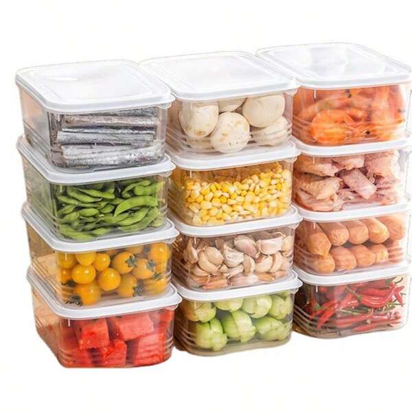 1pc Food Storage Box, Airtight Refrigerator Organizing Box, Microwave Safe Meal Prep Container, Freezer Meat Keeper