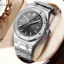 1 pezzo Orologio da uomo del marchio reale POEDAGAR (Ori) 50 orologi impermeabili alla moda regali di compleanno per regali, dial business classico, movimento di love crystal del quarzo importato dal Giappone, design a prova di colata in acciaio inossidabile color oro rosa, accessori essenziali per il ritorno a scuola