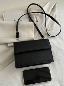 New Women's Shoulder Bag Ladies Solid Color PU Leather Simple Fashionable Casual Small Square Bag With Detachable Adjustable Strap