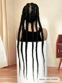 Synthetic Lace Wig Braided Wigs Black 32 Inches 6 Twist Braids Cosplay DIY Wig Synthetic Braiding Hair Wig - Black - View 4