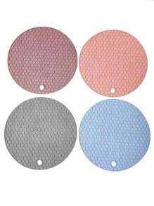 5/3/1pc Honeycomb Silicone Placemats, Non-Slip Pads, Pot Holders, Table Mats, Heat Insulation Coasters, Multi-Function Round Heatproof Silicone Mats, Cup Coasters, Hot Pot Holders, Kitchen & Dining Accessories, Picnic Blankets