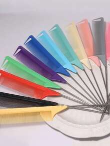 1pc Steel Teeth Pointed Tail Comb, Hair Highlighting Teasing Tail Comb, Hair Sectioning Cutting Barber Comb - Multicolor - View 12