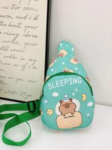 Children's Cute Cartoon Capybara Pattern Print Chest Bag, Lightweight Sport Casual Waist Pack & Sling Bag, Outdoor Travel Vacation Fanny Pack With Adjustable Shoulder Strap, Daily Commuter Mobile Phone Coin Crossbody Bags