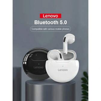  Lenovo 1pc HT38 Wireless Bluetooth Earphone Sport Earbuds With HD Sound Bass Sweatproof Lightweight Comfortable Fit For Women Men Gift Idea Black White Holiday Present