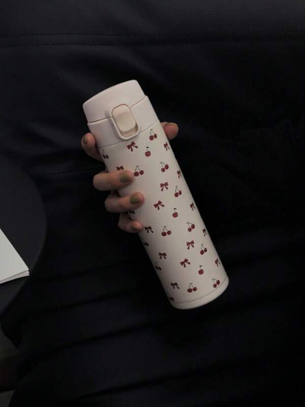 1pc 600ml Bowknot Rose Series Water Bottle Original Double Layer Stainless Steel Insulated Cup Cooling Cup Vacuum Bottle And Insulated Bottle, Travel And Outing Cup Gym And Outdoor Sports Cup Flat Bottomed Cup Car Cup Winter And Summer Drinking Utensils Holiday Gift Birthday Gift Stainless Steel Insulated Cup
