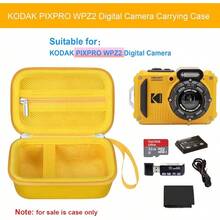 Elonbo Carrying PIXPRO WPZ2 Rugged Waterproof Digital Camera, Shockproof WiFi 4K Video Digital Camera Storage Cover Bag, Mesh Pocket Fits Battery Card. Black - PU黃 - 查看 2