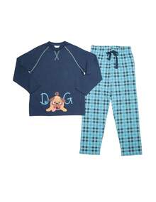Whispers Conjunto De Pijama Niño Algodón De Alta Calidad En Manga Larga con Diseño, Bolsillos Y Cintura Ajustable En Pantalón, Prenda De Calidad - 6052 - Azul Marino - Ver 2