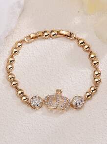 1 pieza Pulsera vintage con diseño de corona hueca, accesorio elegante y versátil para mujer para uso diario u ocasional