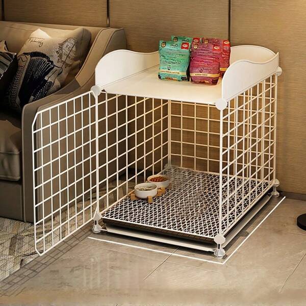 Dog & Cat Cage, Small Pet Enclosure With Toilet Tray, Movable Iron Dog House With Door For Teddy, Pomeranian Indoor Use