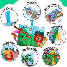 Soft Baby Book For 0-18 Months, High Contrast Colorful Soft Fabric Book With Crinkle Sound, Suitable For Infants, Can Be Used As Christmas Gift, Tummy Time Toy, Travel Sensory Early Education Toy, Best Newborn Gift For 0-6 Months Baby Boys And Girls, Best Early Development Interactive Toy For 6-12 Months, Christmas Gift - Multicolor - View 4