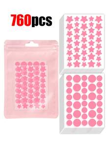 1520片粉色、黑色、白色、蓝色、紫色、绿色星形图案E-Star面部贴纸，拍照和脸部彩绘必备，适用于各种派对、聚会和娱乐活动。每包1140/760/304/160/76片，化妆品，价格实惠，可用于房间装饰、梳妆台、旅行、卧室、化妆配件等。 - 彩色 - 查看 10