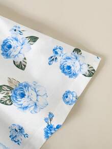 3pcs/Set Young Girls Floral Printed Spaghetti Strap Casual Dress - Blue - View 5