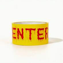 12 件万圣节“禁止入内”警示胶带，带血手印 - 怪异黄色警示胶带，适用于恐怖主题派对、僵尸装饰和 DIY 恐怖场景、塑料屏障配件、恐怖活动用品、恐怖主题设计、万圣节警示胶带，带血手印，用于恐怖主题派对装饰、障碍物设置、僵尸惊吓配件万圣节