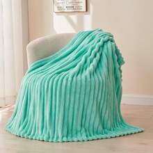Super Soft King Blanket Pink Premium Silky Flannel Fleece 3D Ribbed Jacquard Lightweight Bed Blanket All Season Use (Pink Ribbed, King(90"X110")) - 水綠色羅紋 - 查看 10