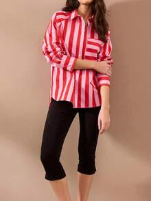 Chemise à rayures avec poche, simple boutonnage, décontractée, pour le travail, le quotidien, les vacances. Manches longues, nouveau style