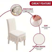 4/8 Pzs Fundas para Sillas Cubierta Universal con Falda Elástice Extraíble y Lavable,Todas las Estaciones - Caqui - Ver 7