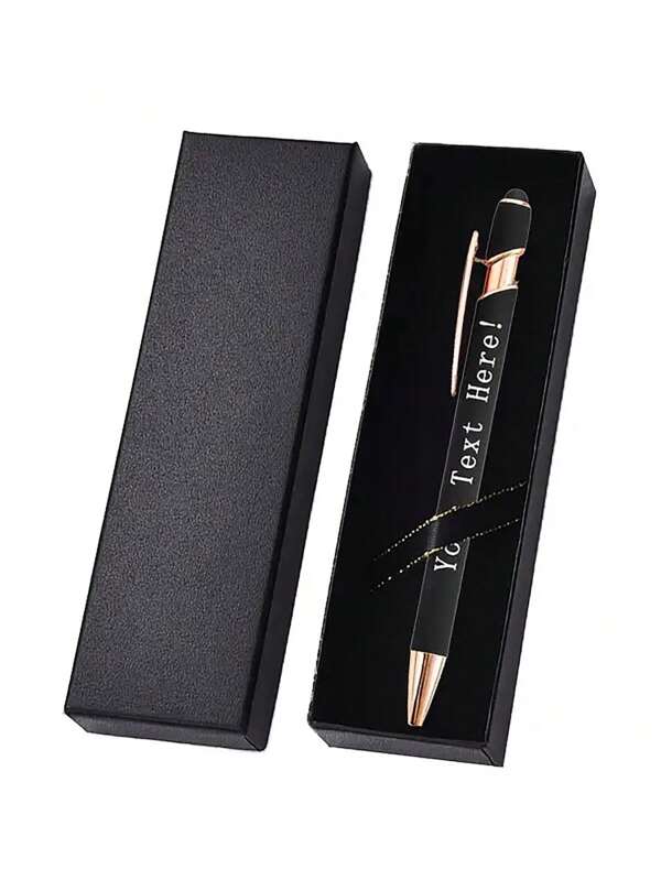 1 Set Luxus personalisierter schwarzer Kugelschreiber mit Geschenkbox, personalisiert - Flüssiges Schreiben mit weicher Berührung, einziehbar, ideal als Geschenk zu Geburtstagen, Weihnachten, Halloween - Vibrant schwarze Tinte Schreibstift, Mitarbeiterwohlfahrt, Werbegeschenk, Firmenkustomisierung