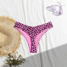 Women's Leopard Print Random Pattern Sexy Thong Bikini Bottom - Multicolor - View 4